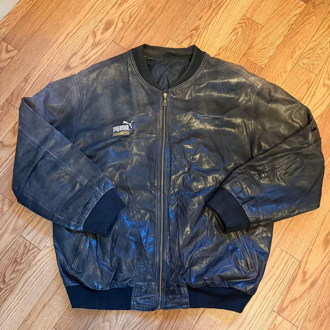 80s 90s PUMA レザー ボンバージャケット KING XXLサイズ