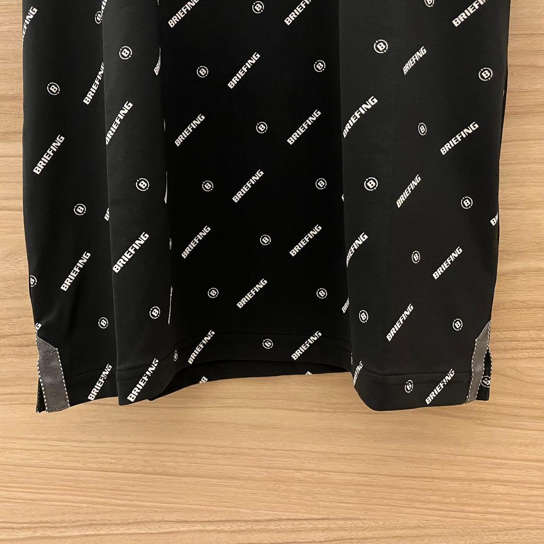 新品★BRIEFING モックネックシャツ ハイネックシャツ ロゴ総柄 黒×白M