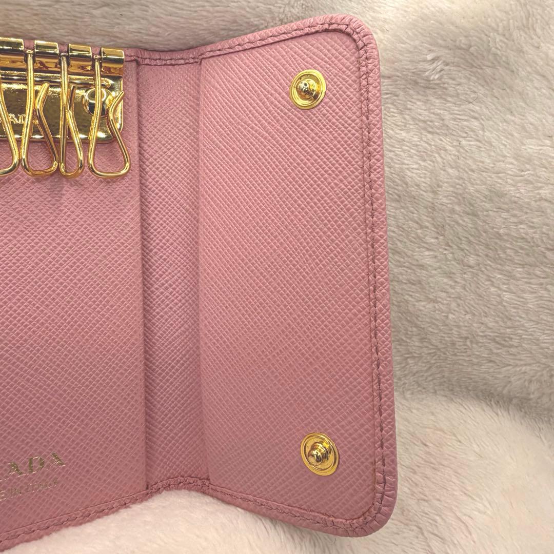 PRADA プラダ 6連キーケース リボン サフィアーノレザー ゴールド ピンク