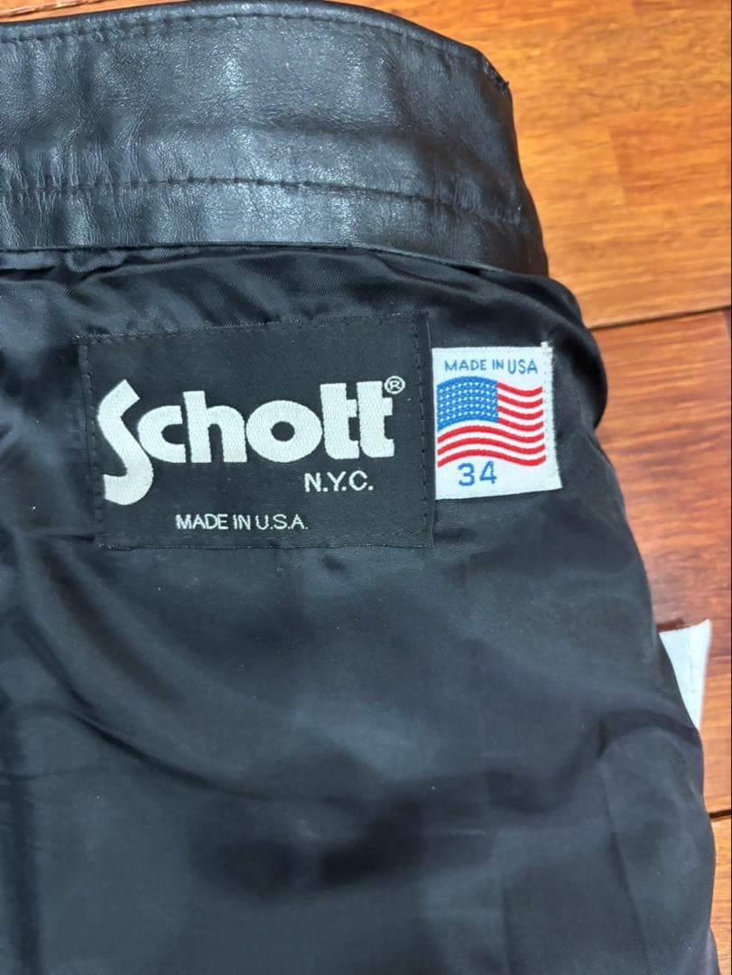 Schott Perfecto ブラックレザージャケット&レザーパンツ34セット