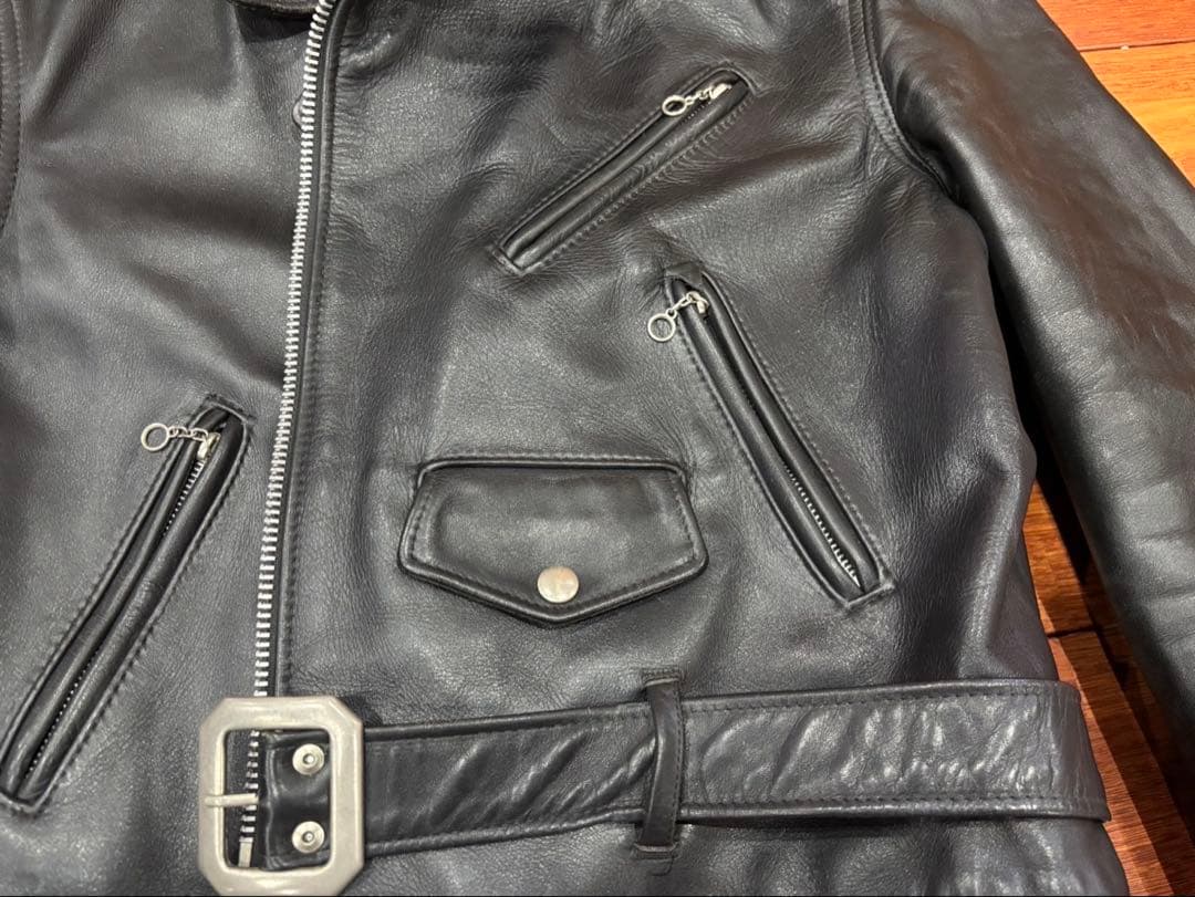 Schott Perfecto ブラックレザージャケット&レザーパンツ34セット