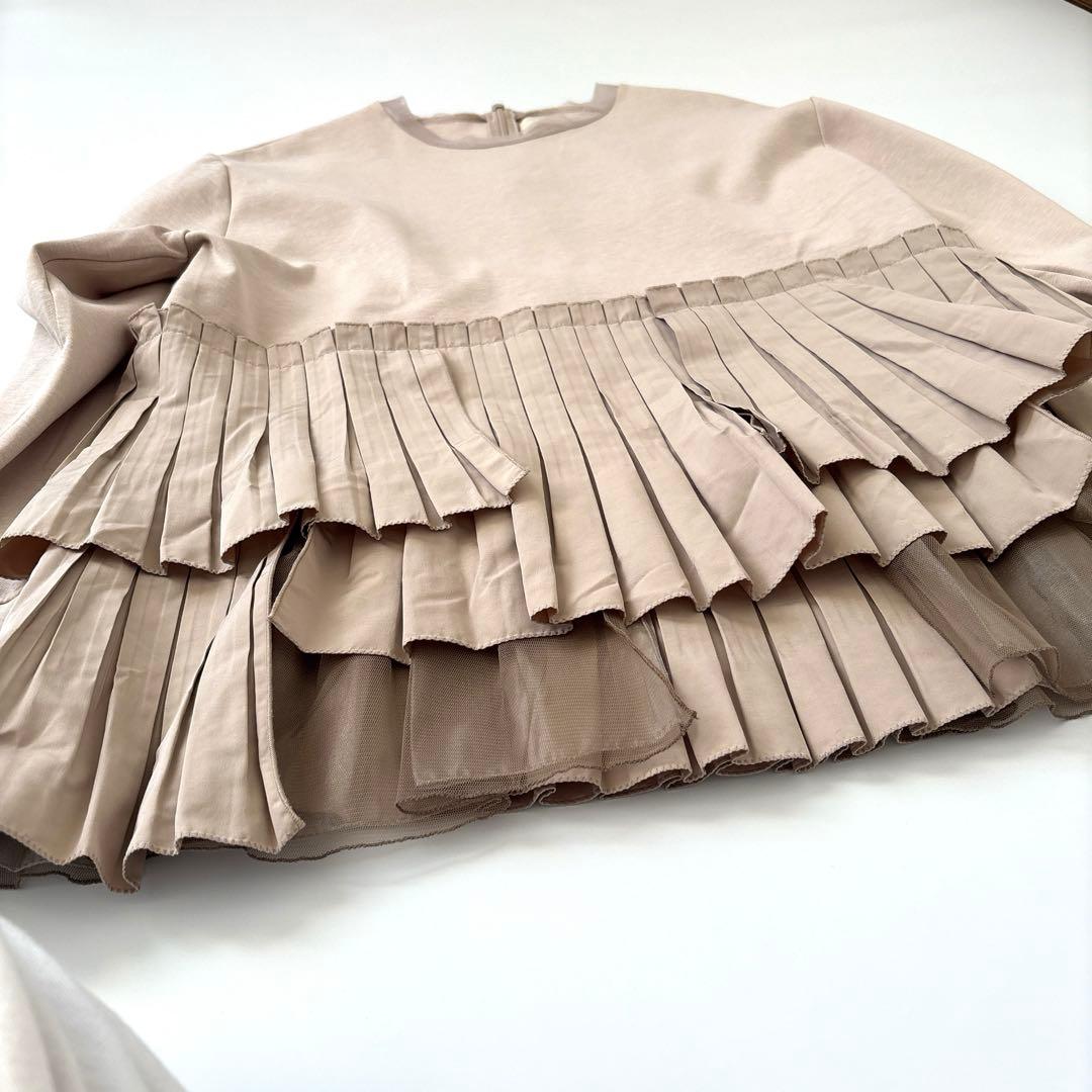 「新品同様」MARILYN MOON 長袖カットソー　プリーツF 手洗い可