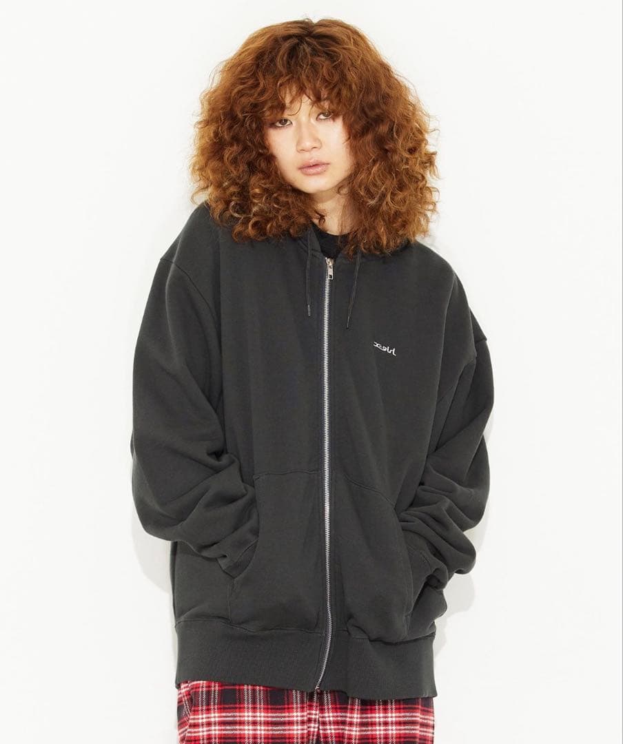 トップス x-girl NOISE FACE ZIP UP SWEAT HOODIE