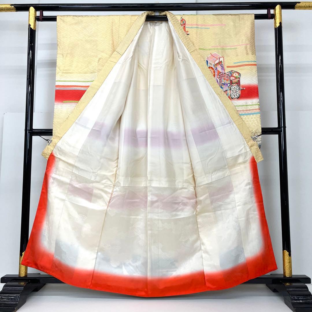 【着物と帯 時流】O24-40s◆七五三 7才女の子着物+長襦袢◆正絹百貨店取扱
