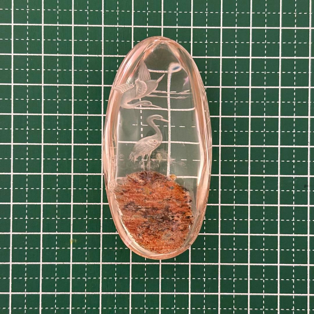 鶴　水晶　彫り　置物　④