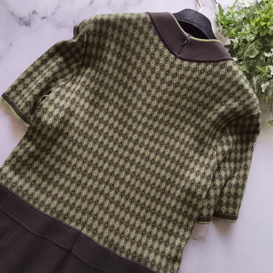レリアン 13+ XL ドッキングワンピース ニット ハイネック ストレッチ