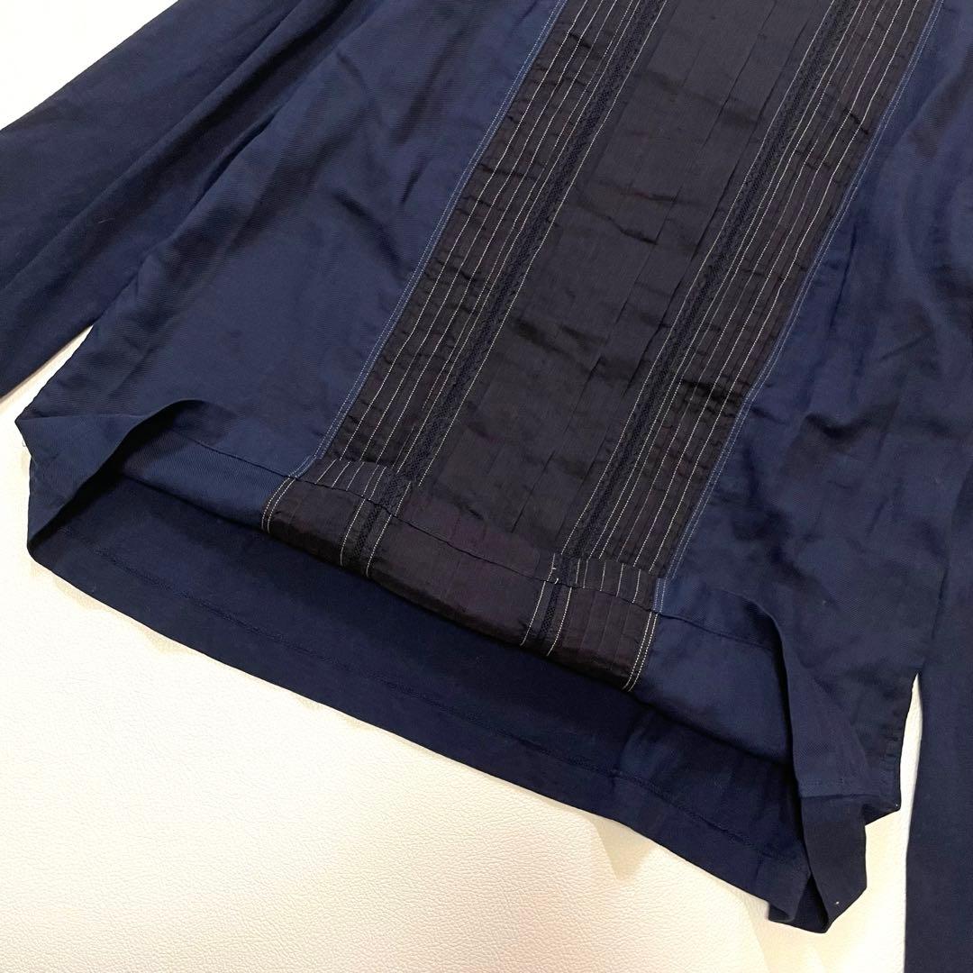 6351 45R 長袖フロントレースブラウス　カディシルクガーゼ×天竺Tシャツ