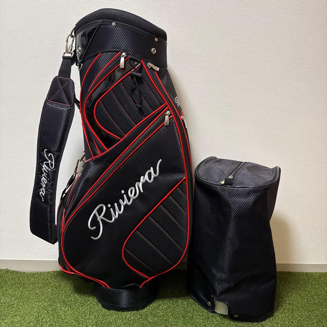 美品 Riviera リビエラ キャディバッグ 9型 ゴルフバッグ ブラック