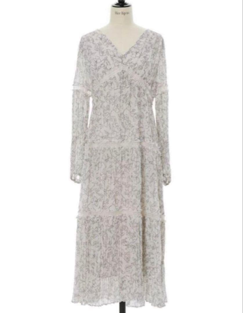 美品herlipto Monotone FloralPleated Dress