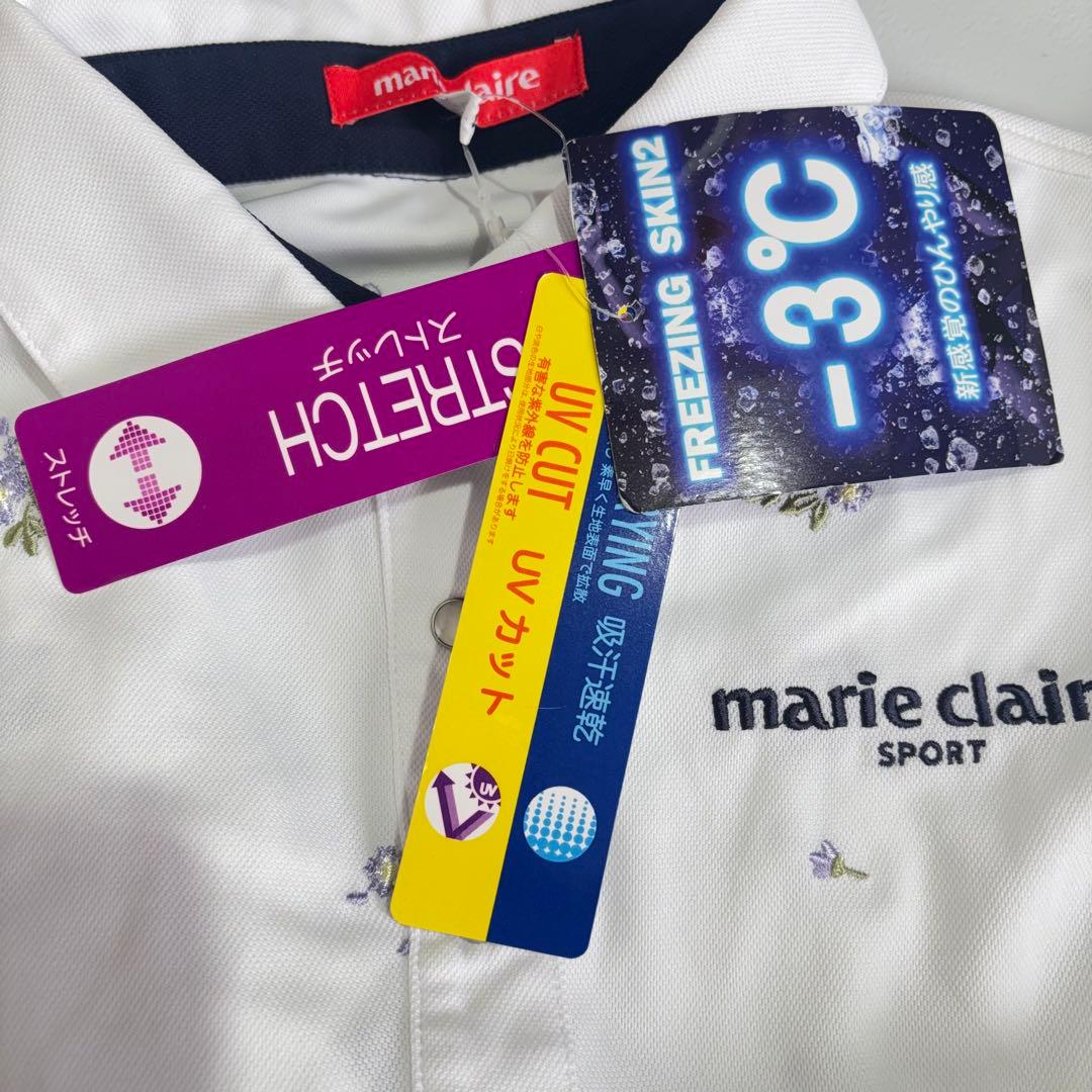 新品 マリクレールSPORTゴルフウエア 花柄 刺繍ワンピース 冷感 M