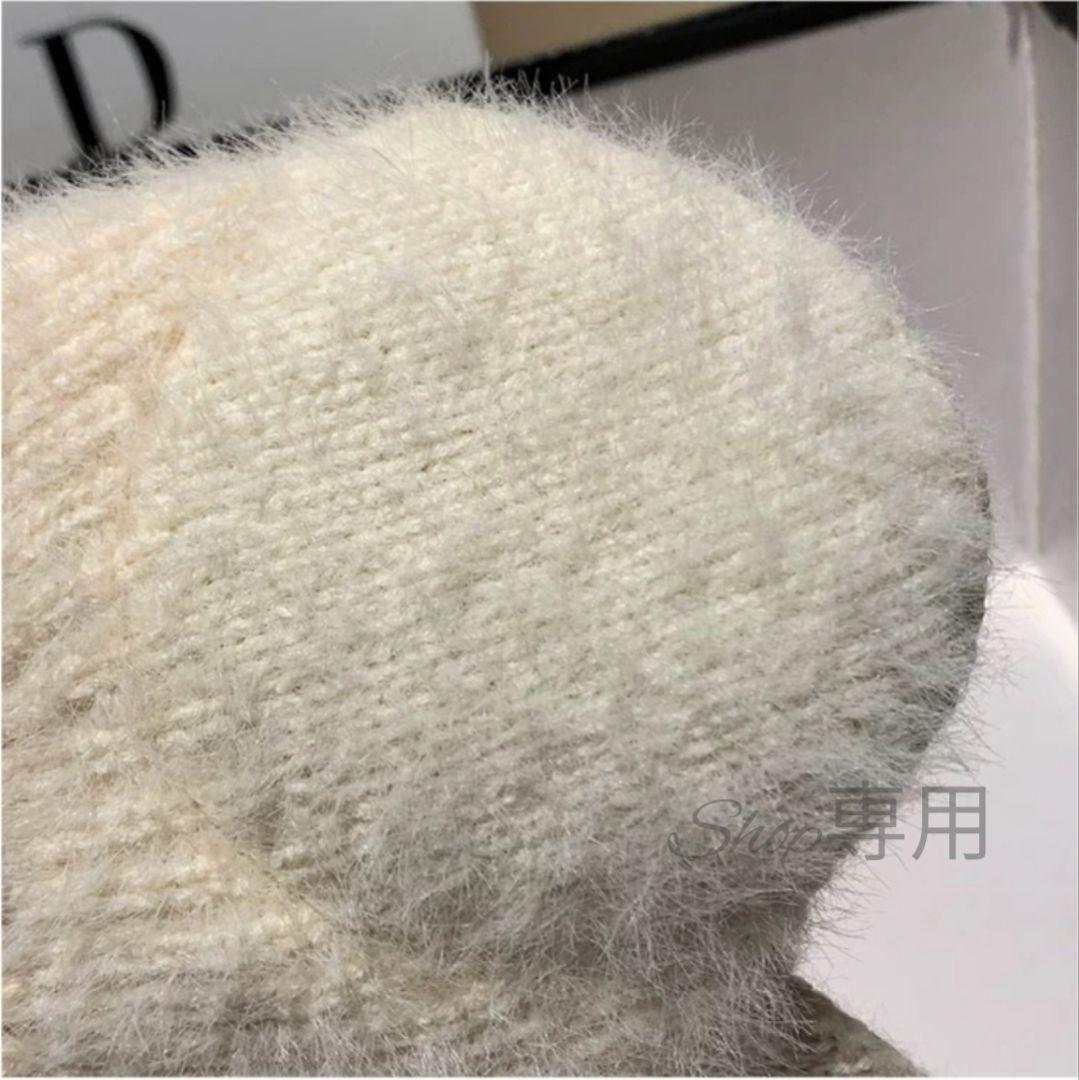 【人気】グレー　秋冬　帽子　耳当て　サンバイザー　ニット帽　ゴルフ　レディース