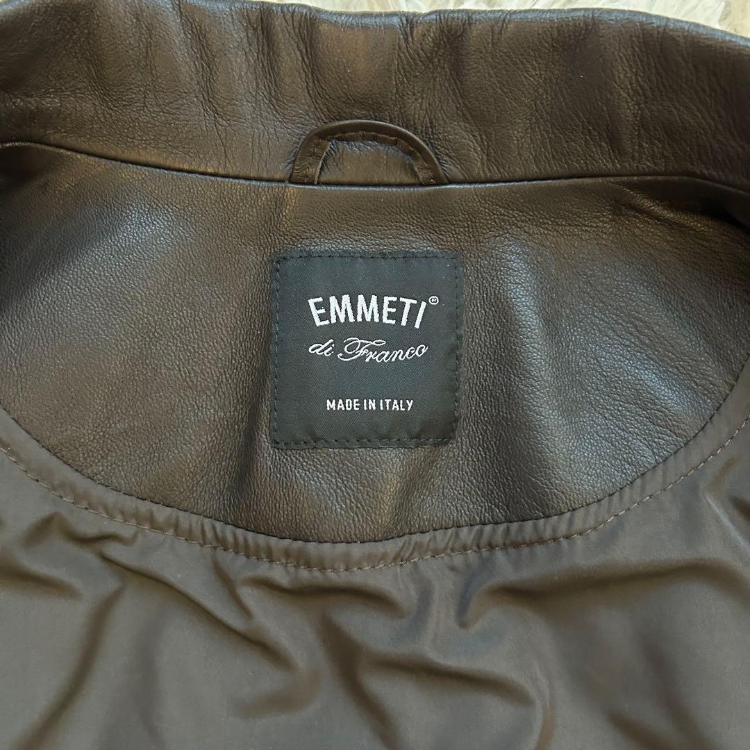 未使用級 EMMETI エンメティ レザージャケット 羊革 イタリア製 ブルゾン