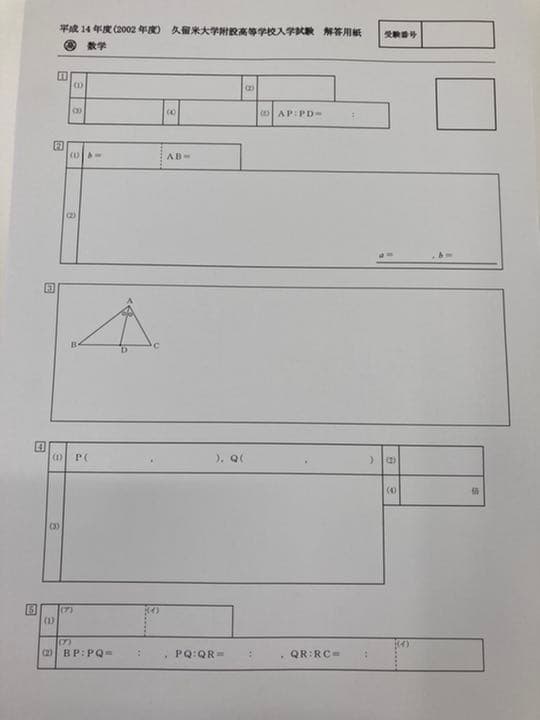 久留米附設高等学校　受験数学20年分（H14-R3）オリジナル解説セット　公式集