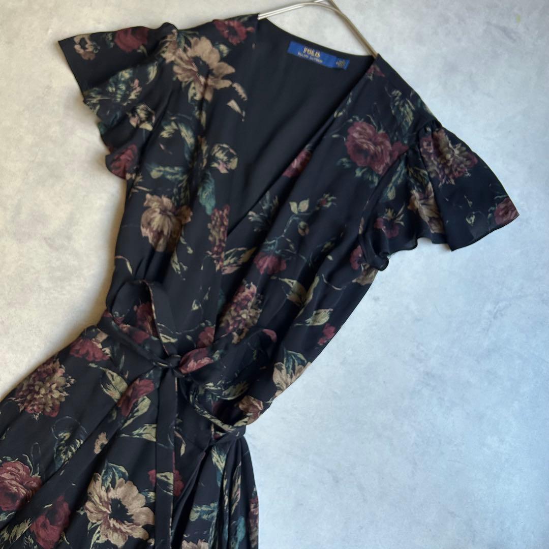 美品✨ポロラルフローレン ラップワンピース マキシ丈 シルク100% 花柄