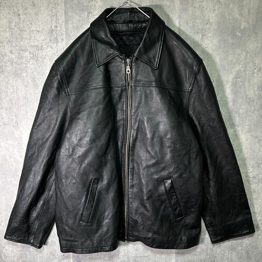 3M Thinsulate ライナー付き 本革 レザージャケット 黒 ゆったり