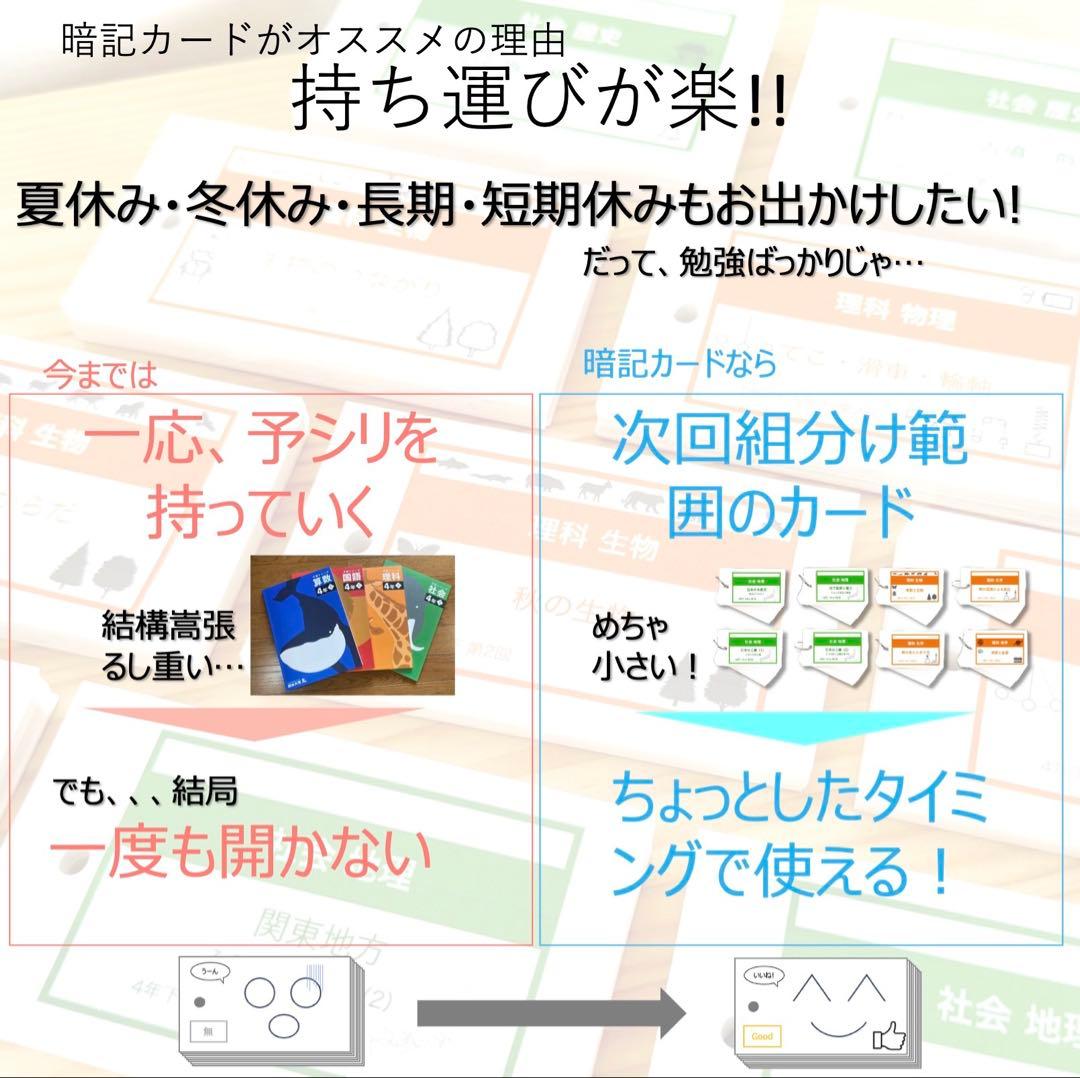 中学受験 暗記カード【4年生向け 理科上下 生物全セット】植物,動物
