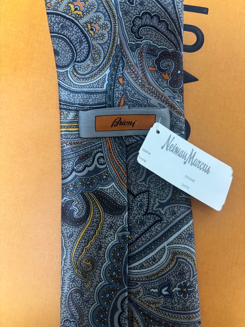 未使用品タグ付Brioni ペイズリー柄 ネクタイ