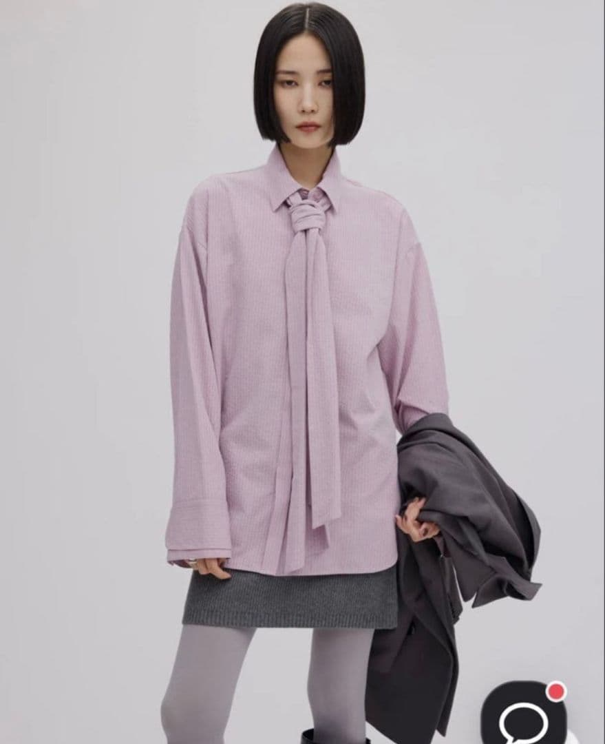 トップス Ameri UND UNEVENNESS TIE BLOUSE