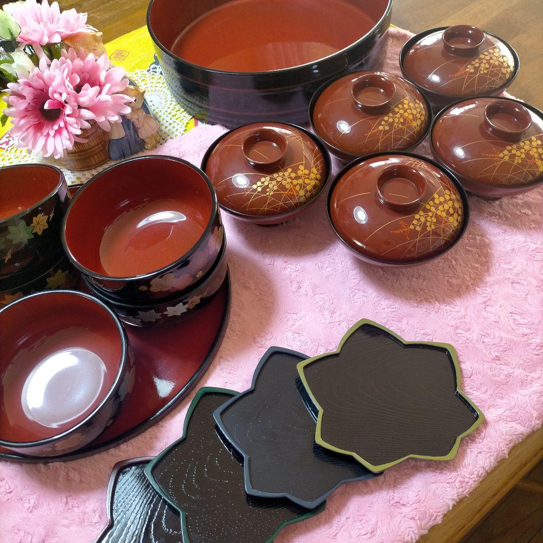♥会津漆器　食器セット お寿司 お節 ひつまぶし等の 御椀 汁椀（蓋付き）取皿