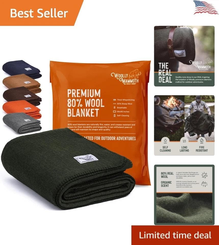 登山☆キャンプに☆Woolly Mammoth Wool Blanket