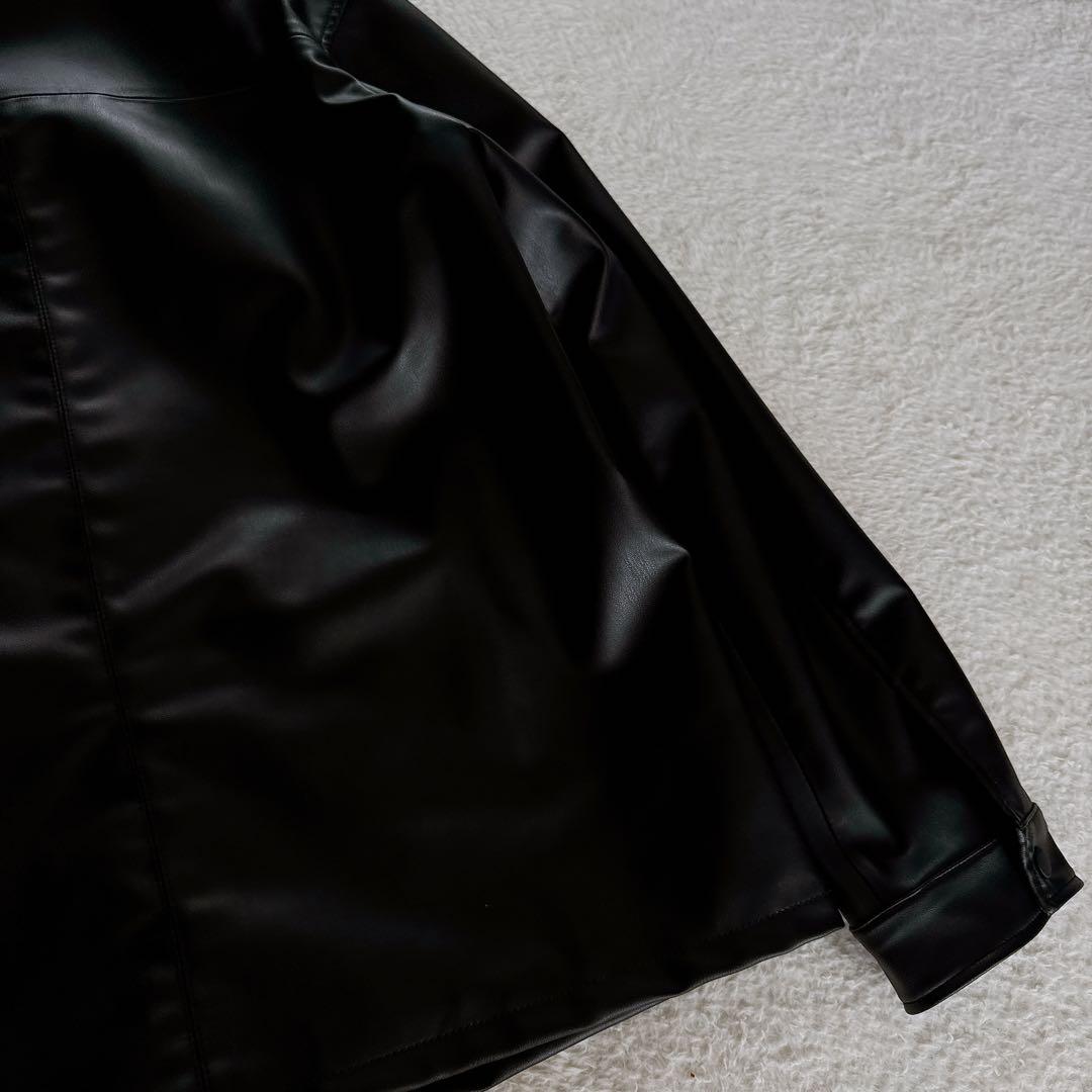 【ZARA】フェイクレザージャケット ブラック Lサイズ