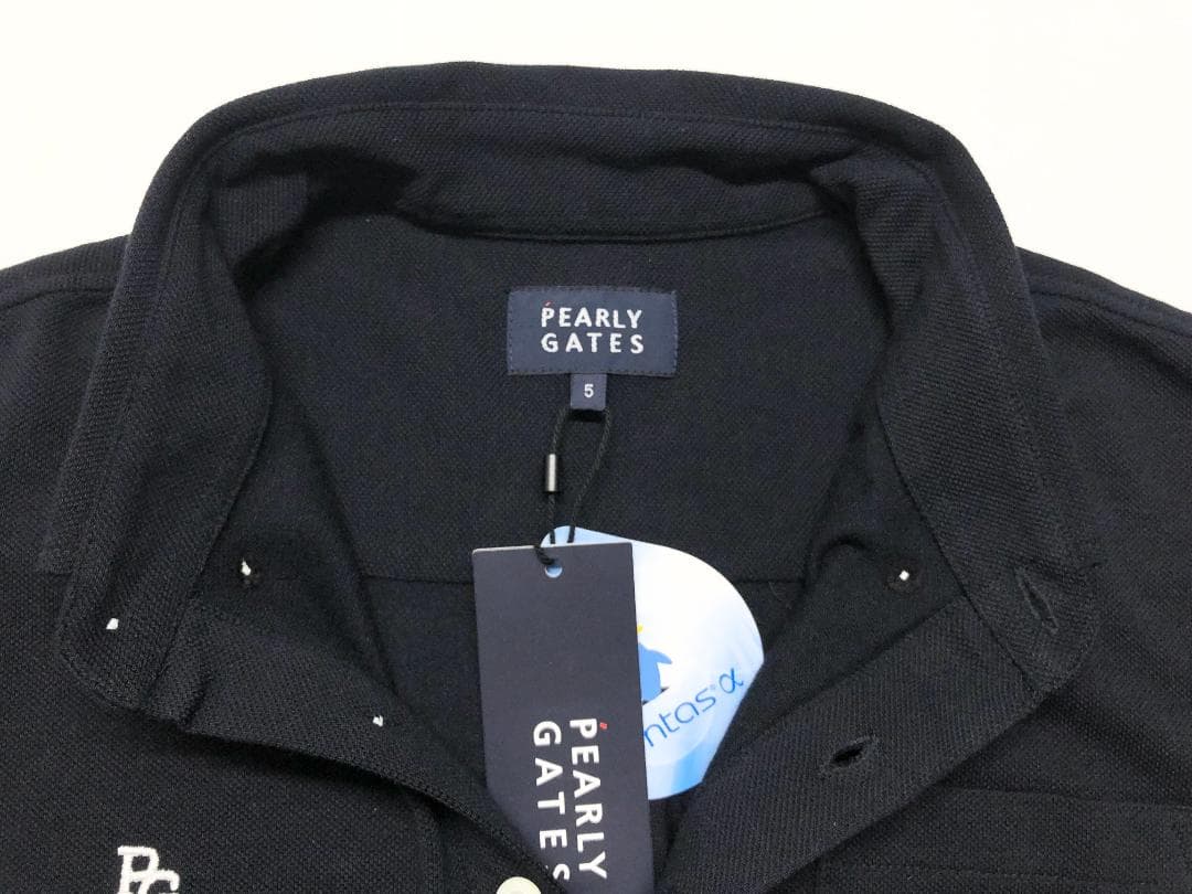 ○★新品未使用　PEARLY GATES　ロゴ 長袖ポロシャツ　5　ネイビー