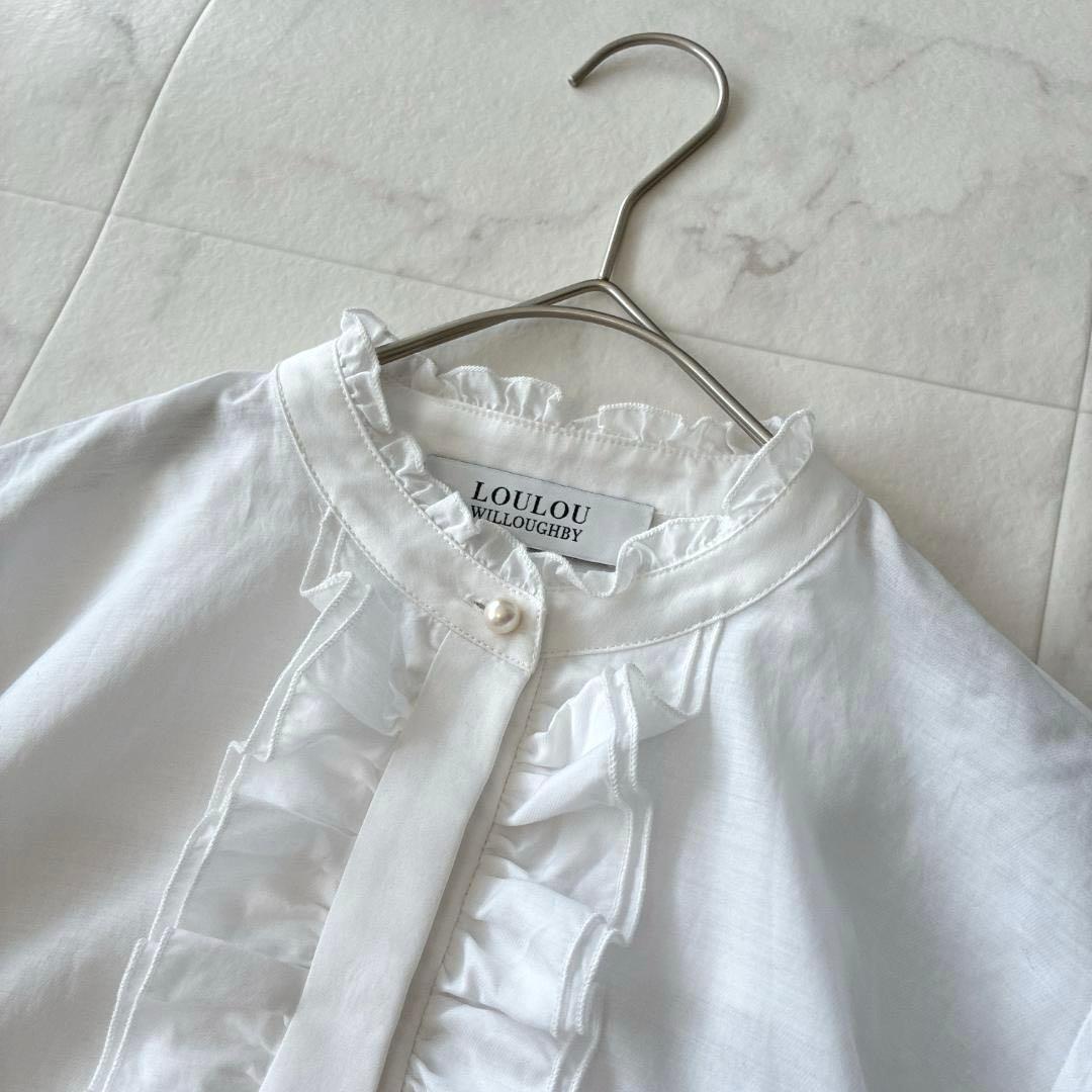 【キュプラ混】ルルウィルビー♡フリルブラウス 2 パールボタン 近年 美品