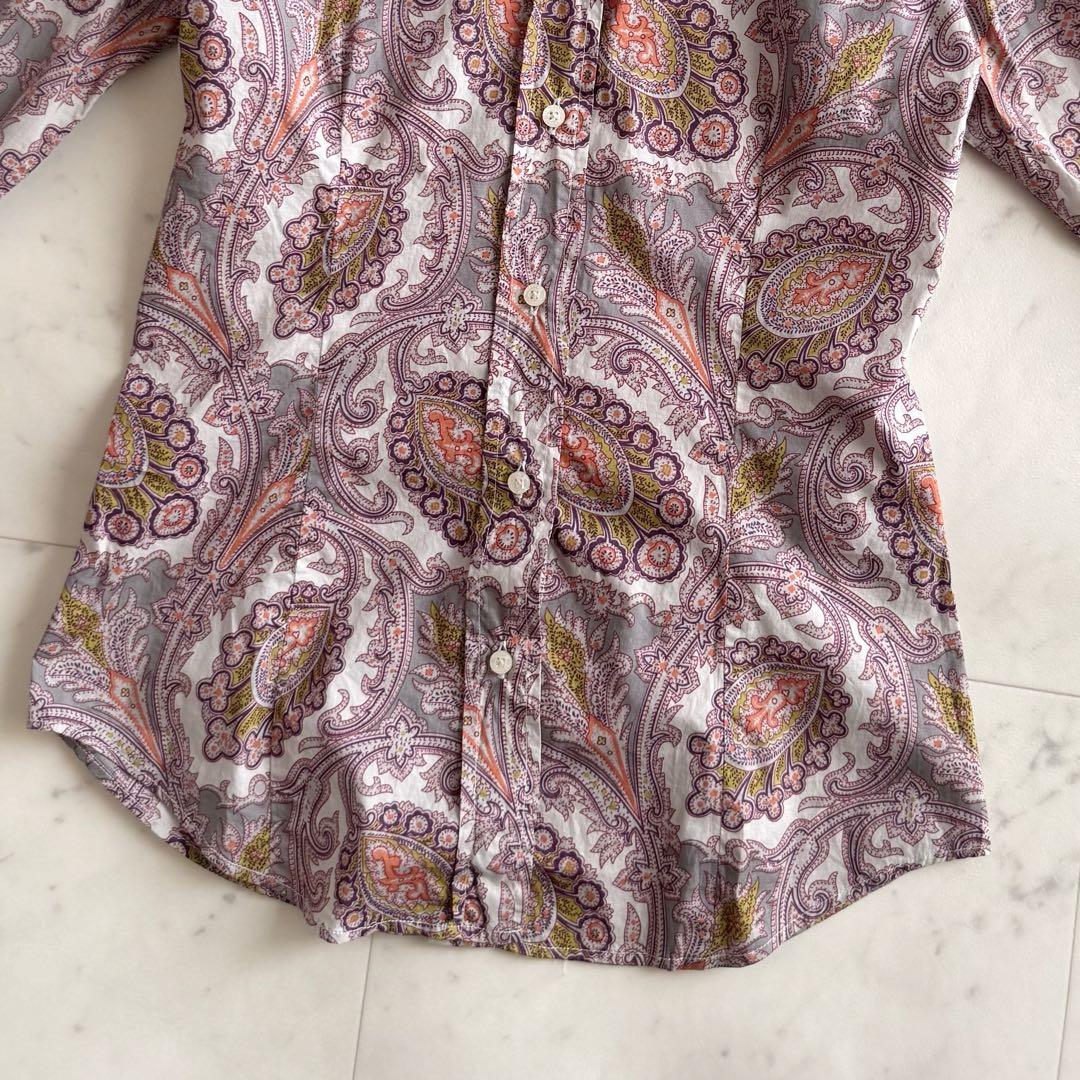美品 エトロ ペイズリー柄 コットン混 レギュラーカラーシャツ◆38