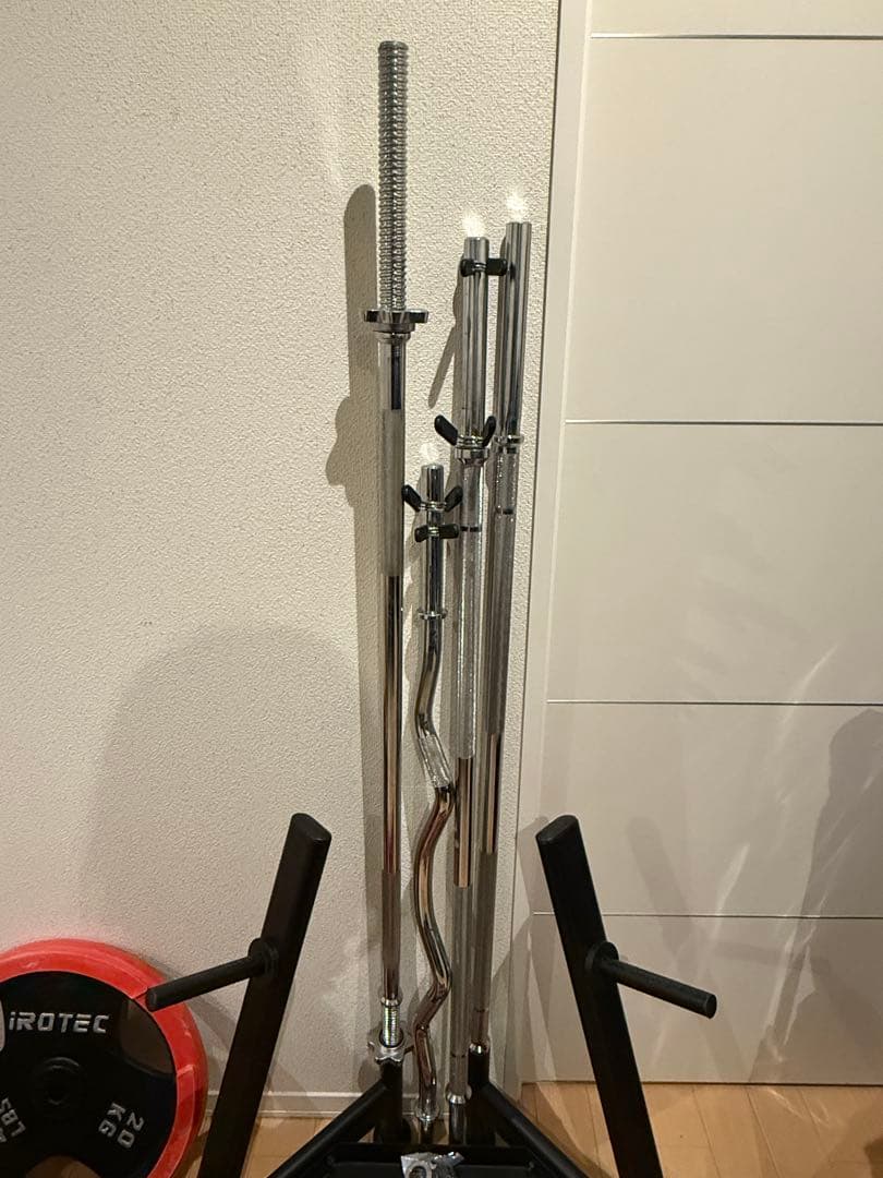 【プレート総重量155kg】ホームジム一式セット（バーベル・プレート・ラック）