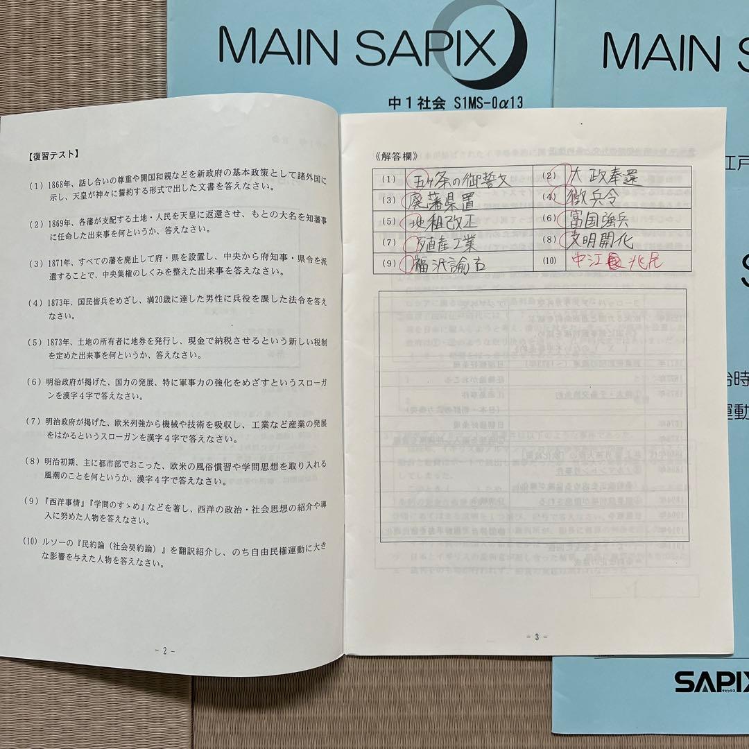 MAIN SAPIX 中1 社会 2020年度版