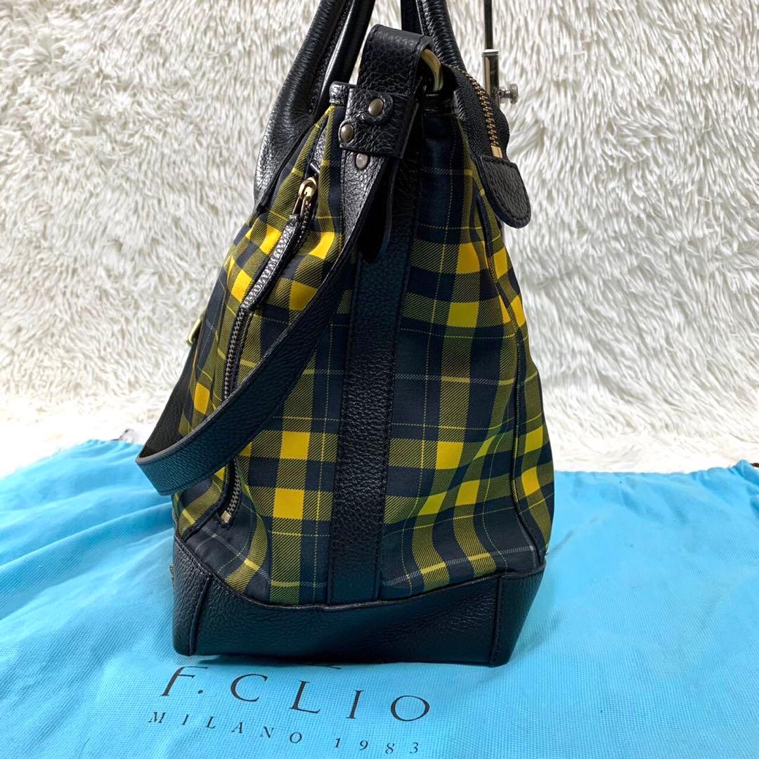 F.CLIO エフクリオ　2way ショルダーバッグ　トートバッグ　チェック柄