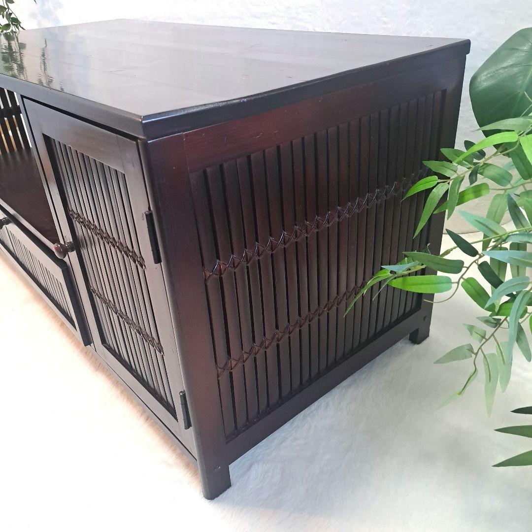 バンブー キャビネット 収納家具 ダークブラウン 竹製 インテリア