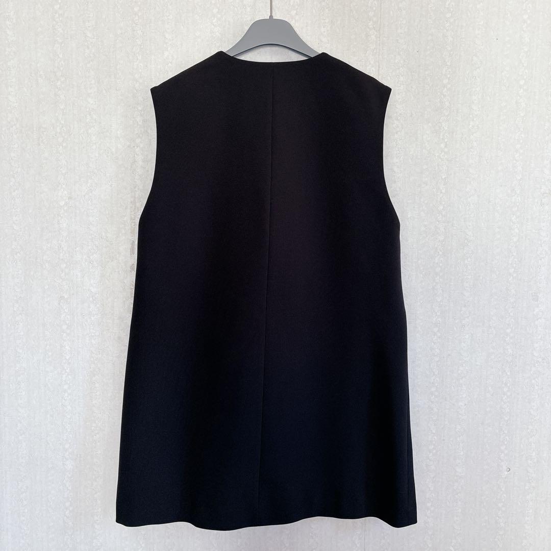 ♦︎美品♦︎CELFORD リネンライクパールネックロングジレ ブラック