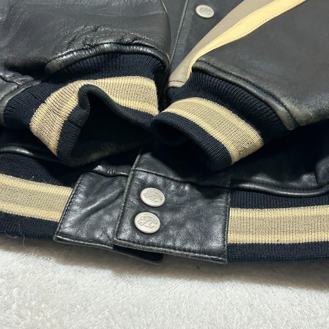 希少　ヴィンテージ　ラムレザージャケット　ワッペンXL プロフェッショナルレザー