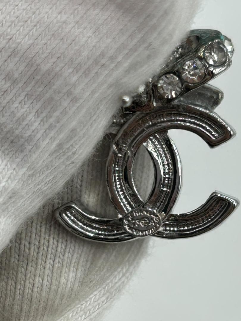 CHANEL シャネル CC ココマーク リボン ラインストーン ピアス 片耳