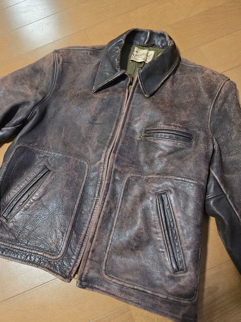 40s～50s.Sportclad .馬革 レザージャケット.茶.サイズM.