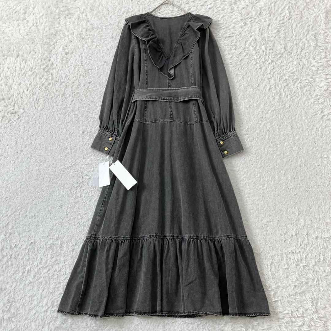新品未使用✨近年✨ダイアグラム ラッフルティアードワンピース デニム ベルト