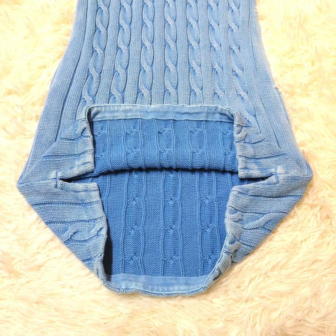 美品✨️　QRタグ　ポロラルフローレン　ケーブルニットワンピース　水色