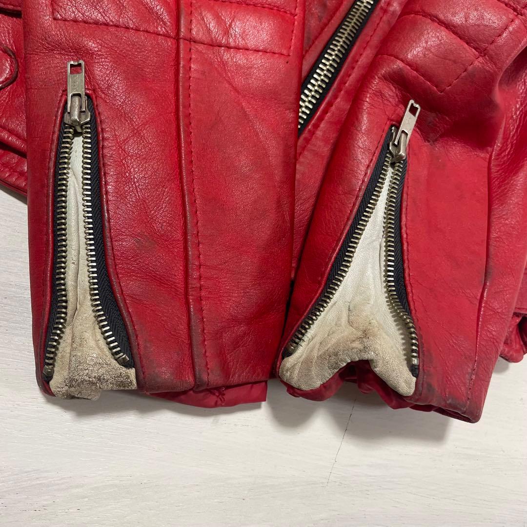 ビンテージ　ECHTES LEDER ダブルライダース　レッド　赤