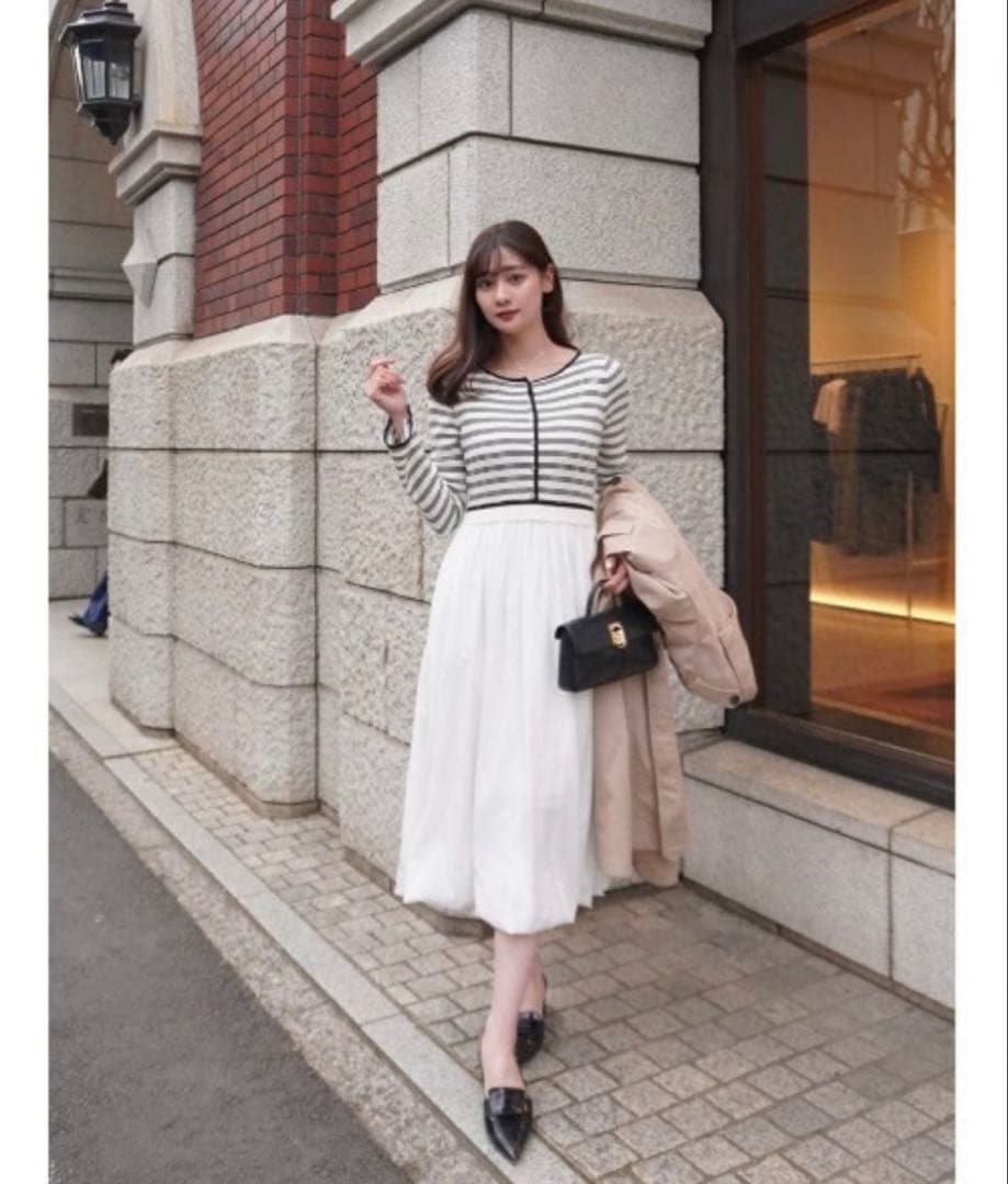 ワンピース Herlipto Docking Knit Balloon Dress