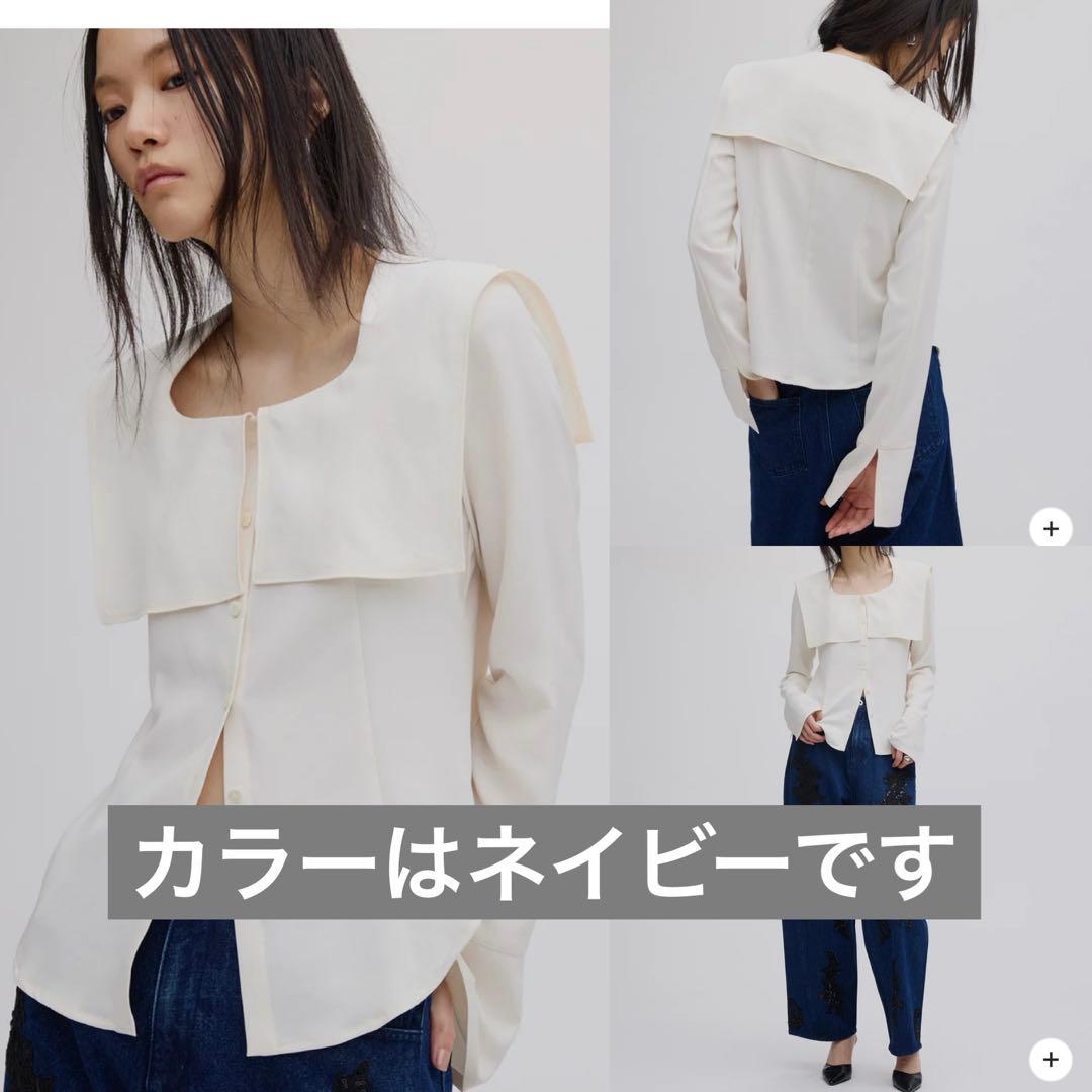 トップス Ameri SQUARE COLLAR BACK SATIN BLOUSE