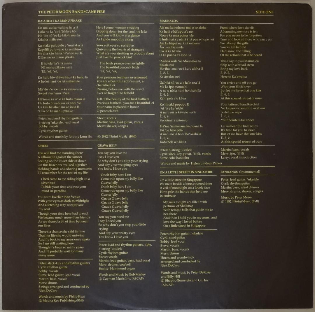 洋楽 Cane Fire/The Peter Moon Band/'82 Hawaii