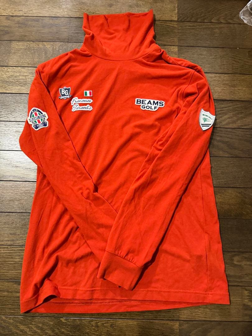 BEAMS GOLF オレンジ タートルネックシャツ