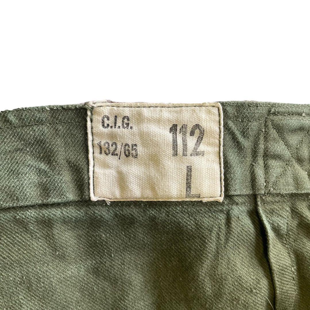 60s ヴィンテージ フランス軍 メカニックパンツ ミリタリーパンツ ユーロ 緑