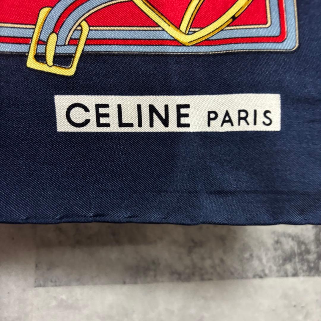 CELINE セリーヌ　シルク　スカーフ　88×88 乗馬柄
