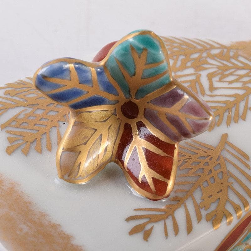 茶道具　京焼　高野昭阿弥作　色絵　羽子板　香合　共箱　V　8091
