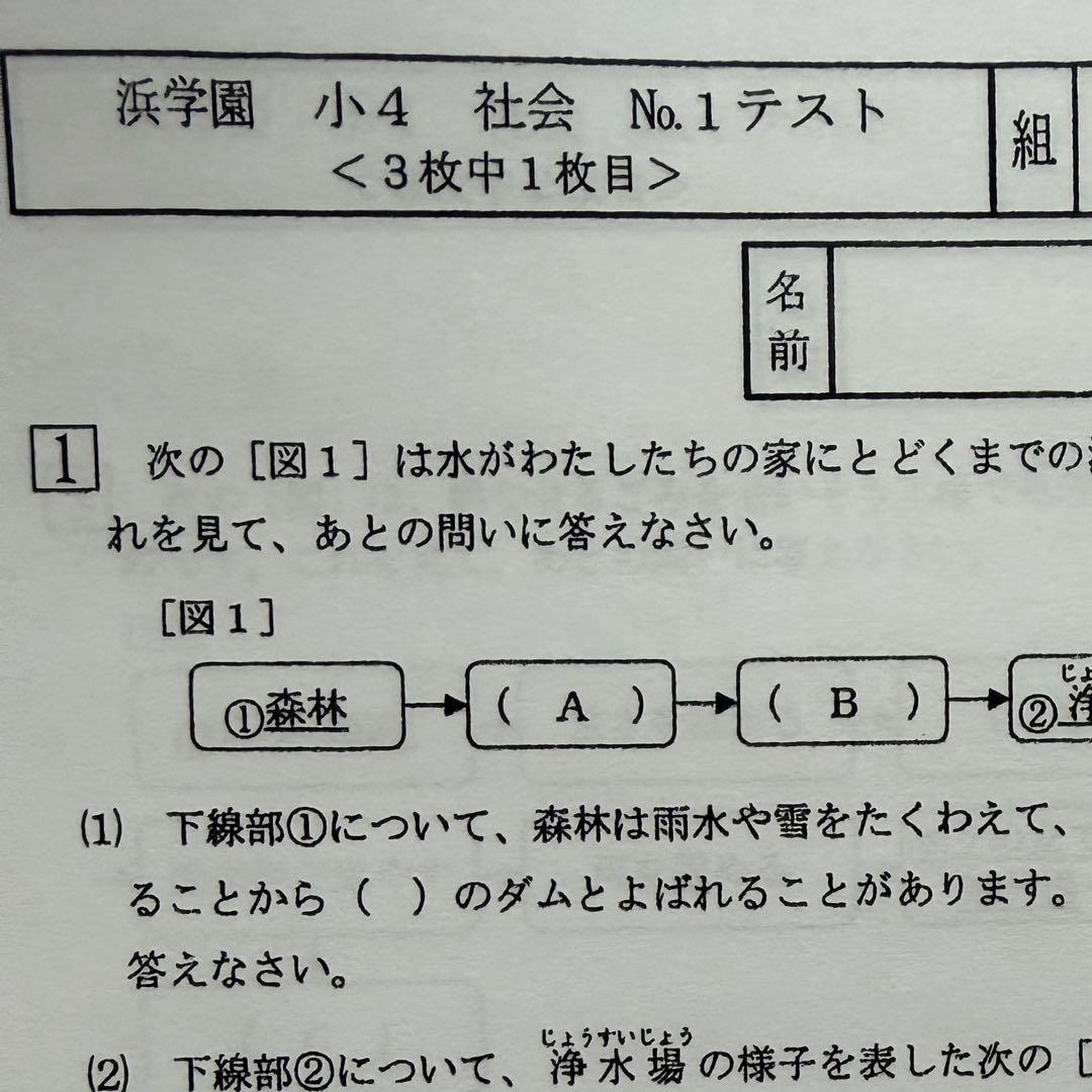 即日発送！原本サイズ！浜学園 Vクラス 復習テスト 小4 国語 算数 理科 社会
