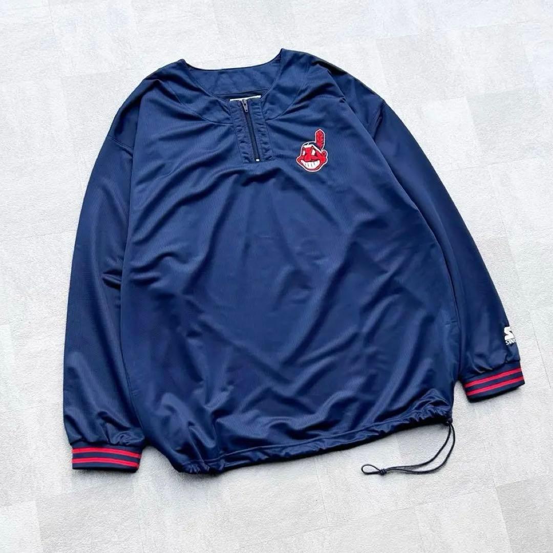専用！90s STARTER MLB インディアンス ハーフジップ プルオーバー