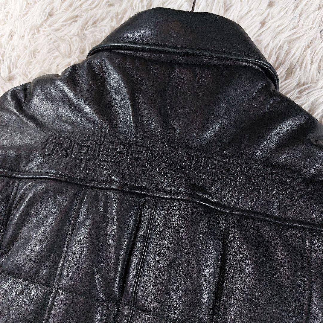 美品 00s ROCAWEAR B系 ロゴ レザーダウンジャケット ヒップホップ