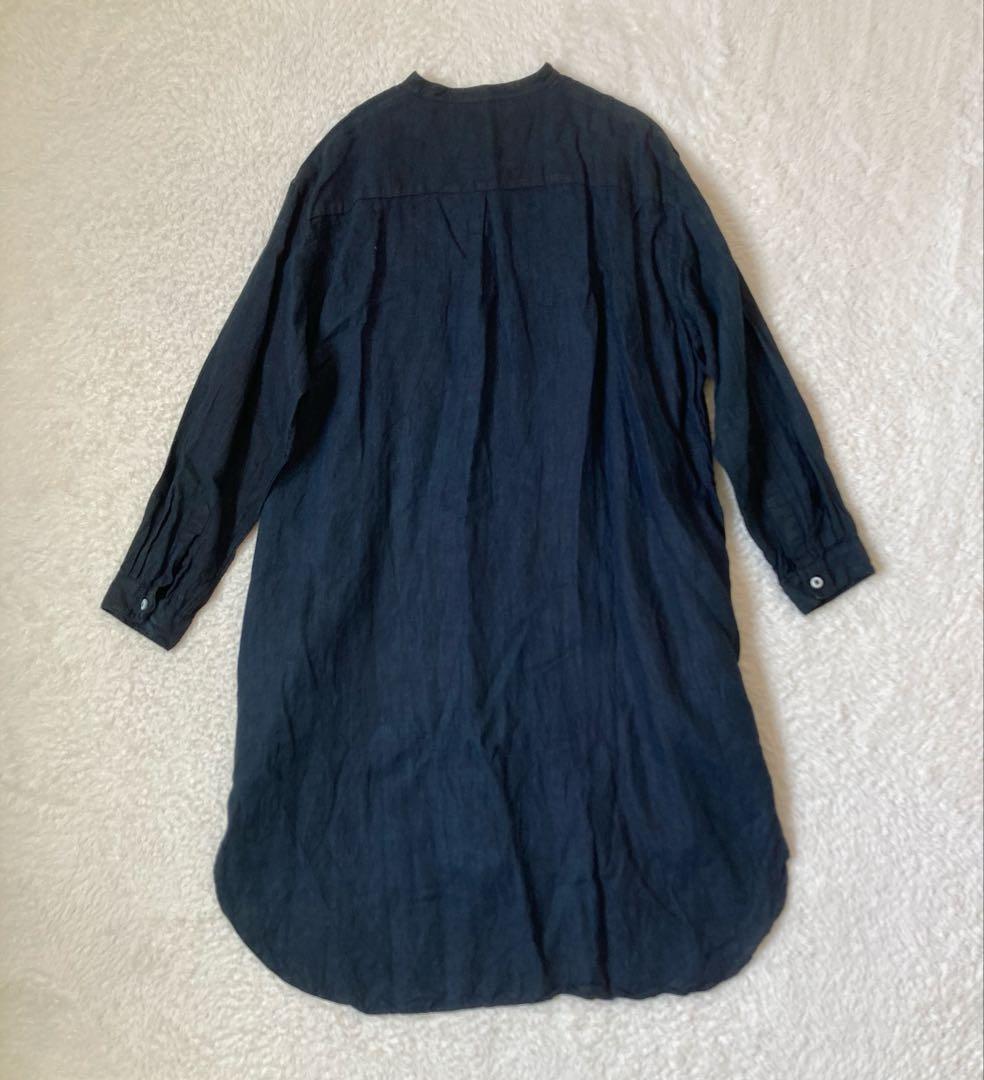 新品　宝島染工　Bigシャツ　リネンシャツワンピース　麻　日本製　ブラック　黒